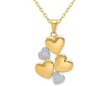 14K Yellow Gold Polished Hearts Pendant Necklace with Chain